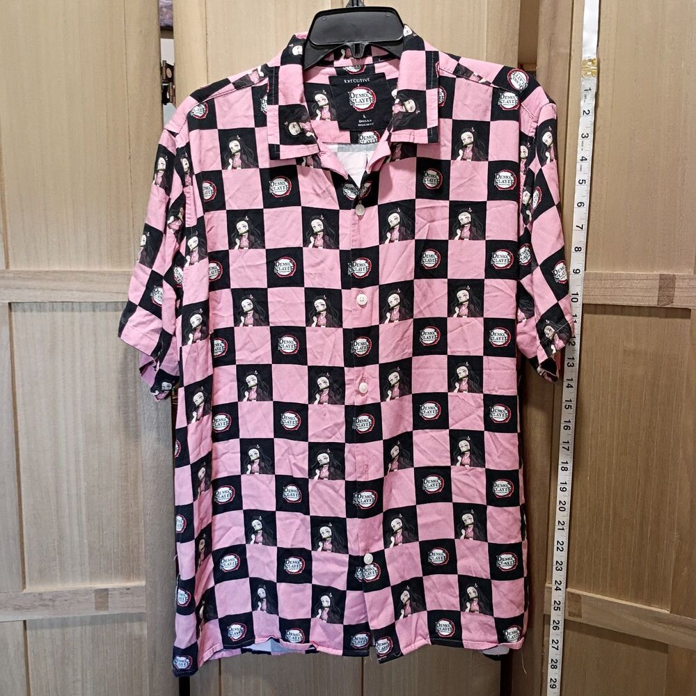 Demon slayer button up shirt large